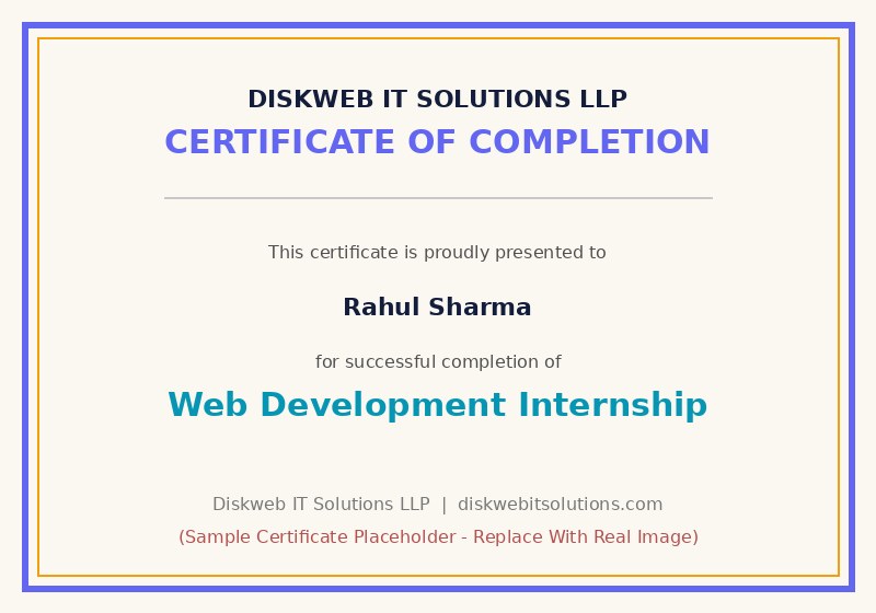 Diskweb internship completion certificate sample 1