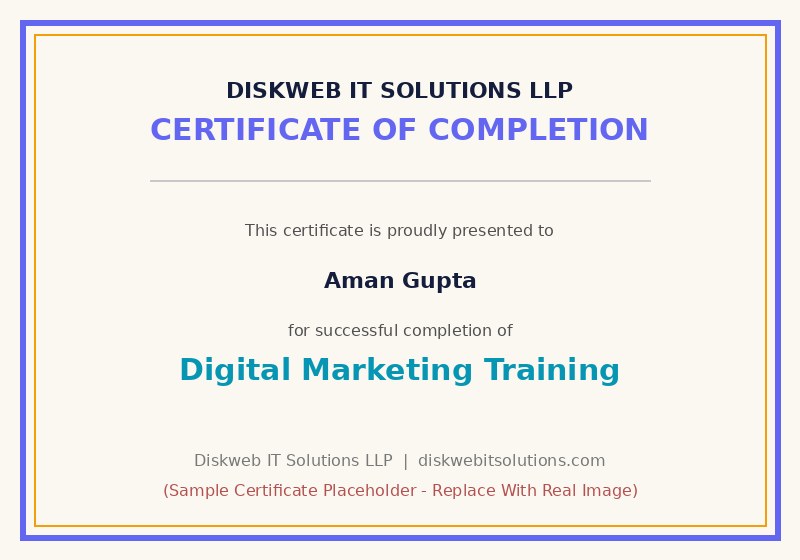 Diskweb internship completion certificate sample 3
