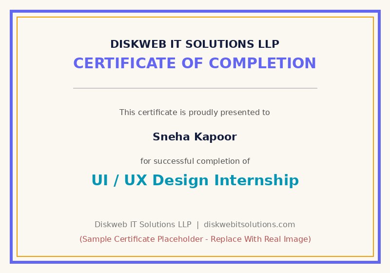 Diskweb internship completion certificate sample 4